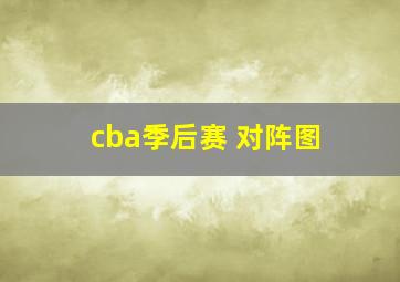 cba季后赛 对阵图